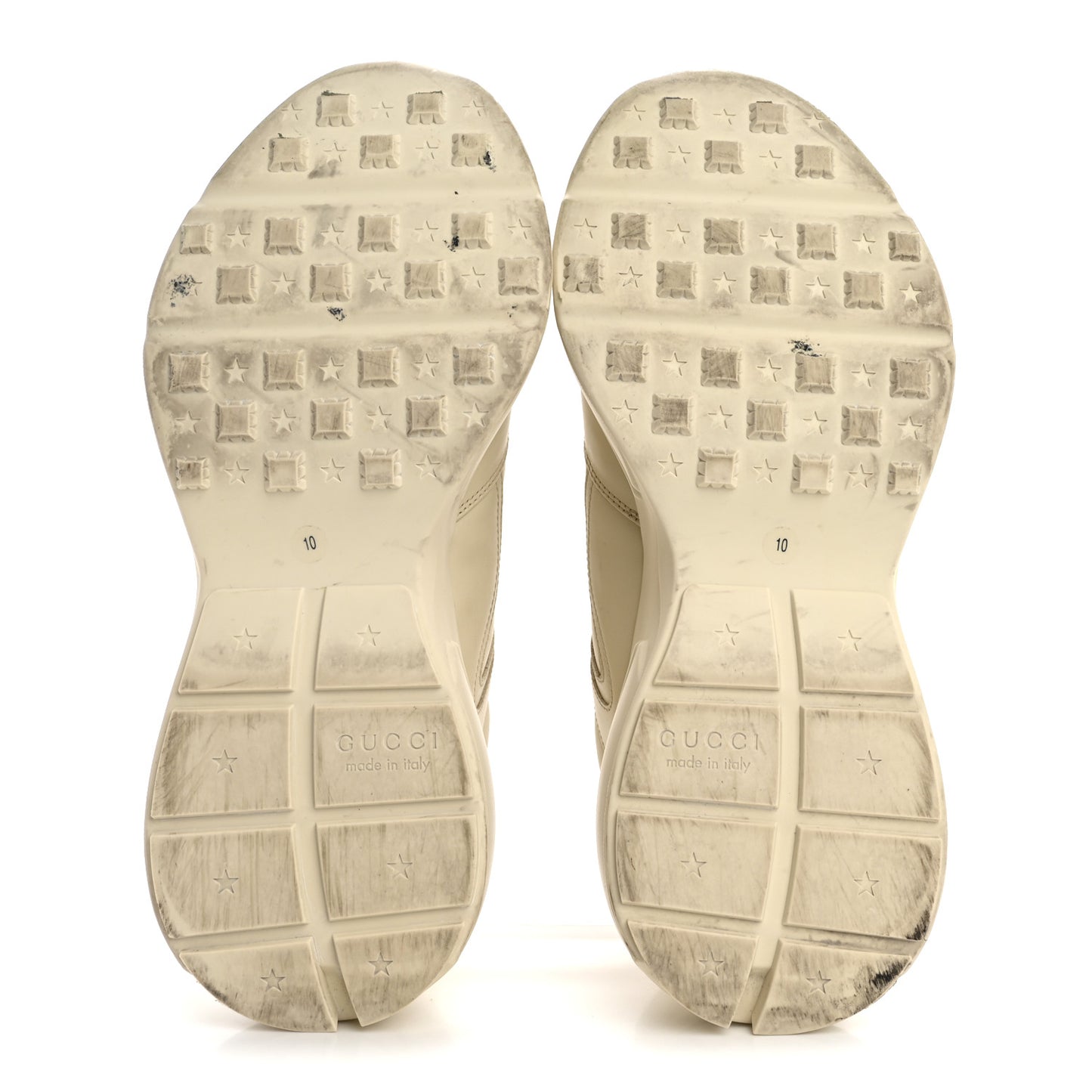 Calfskin Interlocking G Logo Mens Rhyton Sneakers 10 Ivory