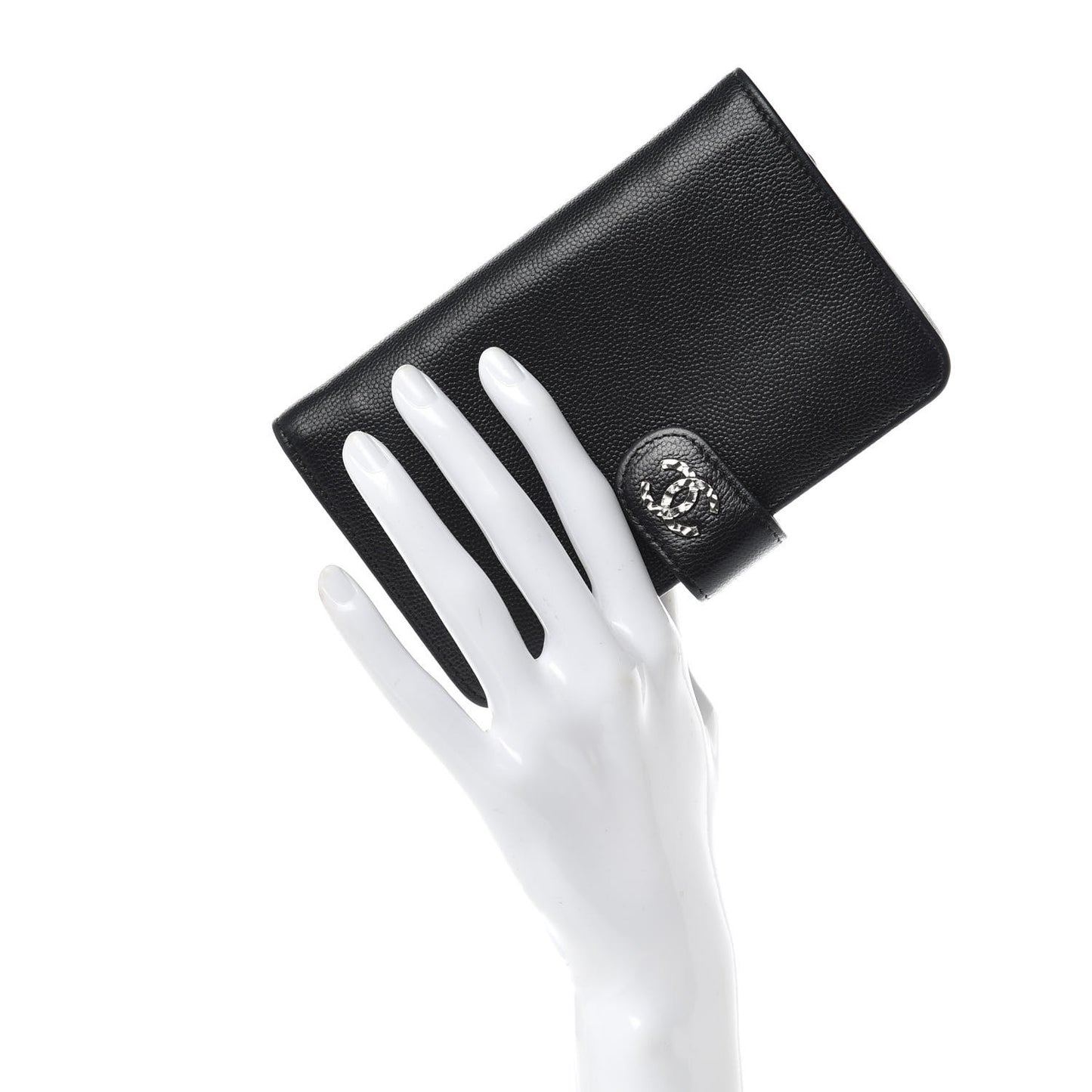 Caviar Sevruga Large Zip Pocket Wallet Black