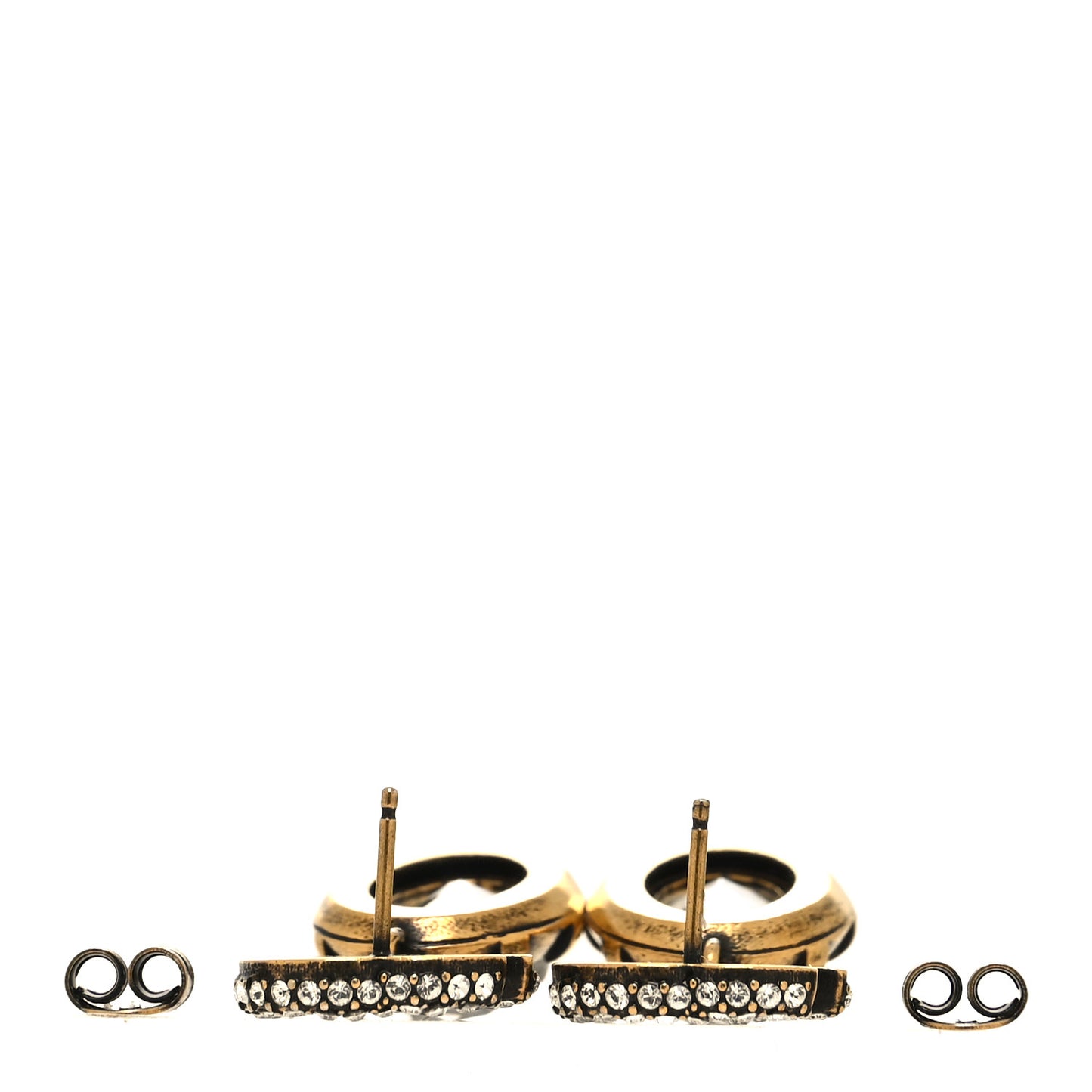 Metal Crystal Double G Drop Earrings Aged Gold