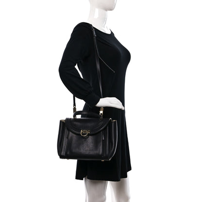 Salvatore Ferragamo Calfskin Sofia Rainbow Top Handle Bag Black 2 of 8