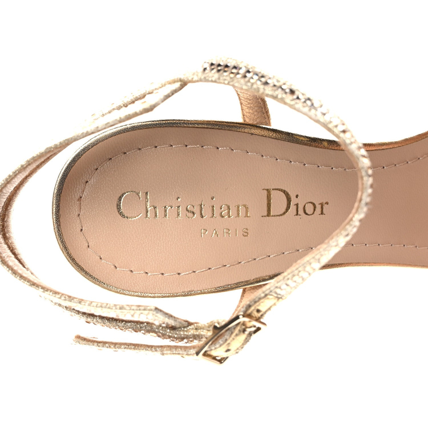 Christian Dior Laminated Calfskin Crystal Embroidered Dway 65mm Sandals 36.5 Gold 7 of 7