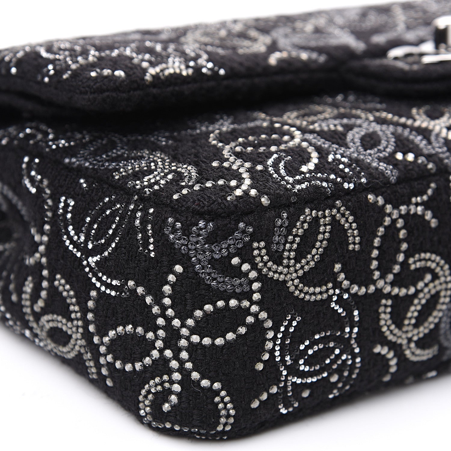 Chanel Tweed Strass Medium Pudong Double Flap Black 8 of 12