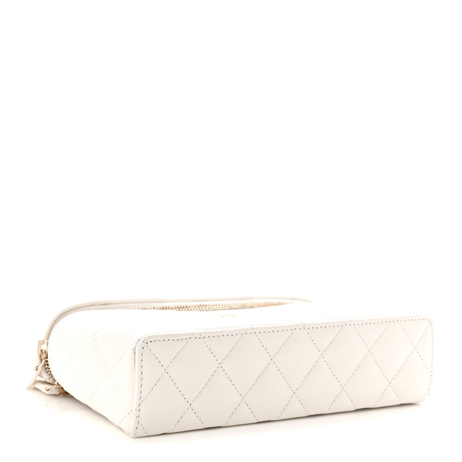Chanel Caviar Quilted Top Handle Slim Vanity With Chain White 4 of 11