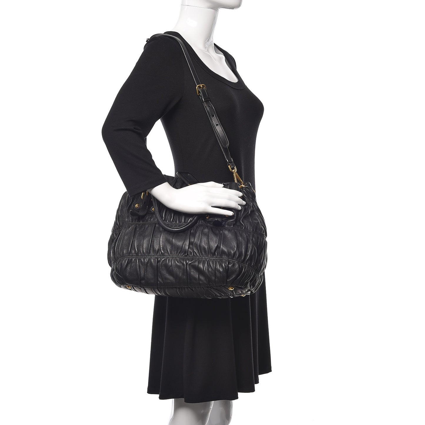 Nappa Gaufre Tote Black