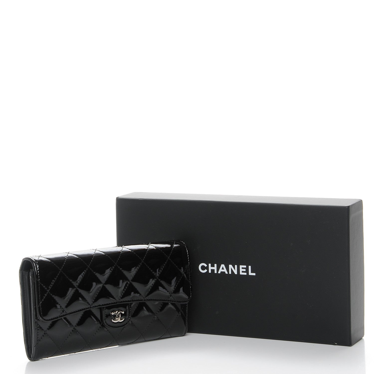 Chanel Patent Calfskin Quilted Large Flap Wallet Black 9 of 9