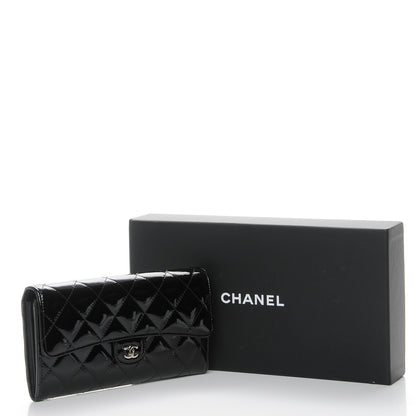 Chanel Patent Calfskin Quilted Large Flap Wallet Black 9 of 9