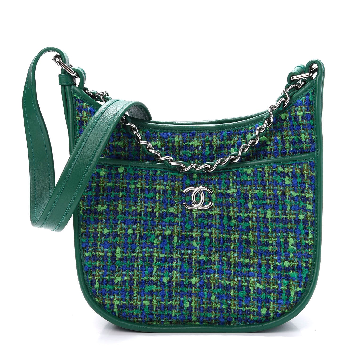 Chanel Tweed Calfskin Jungle Stroll Hobo Bag Green Multicolor 1 of 11
