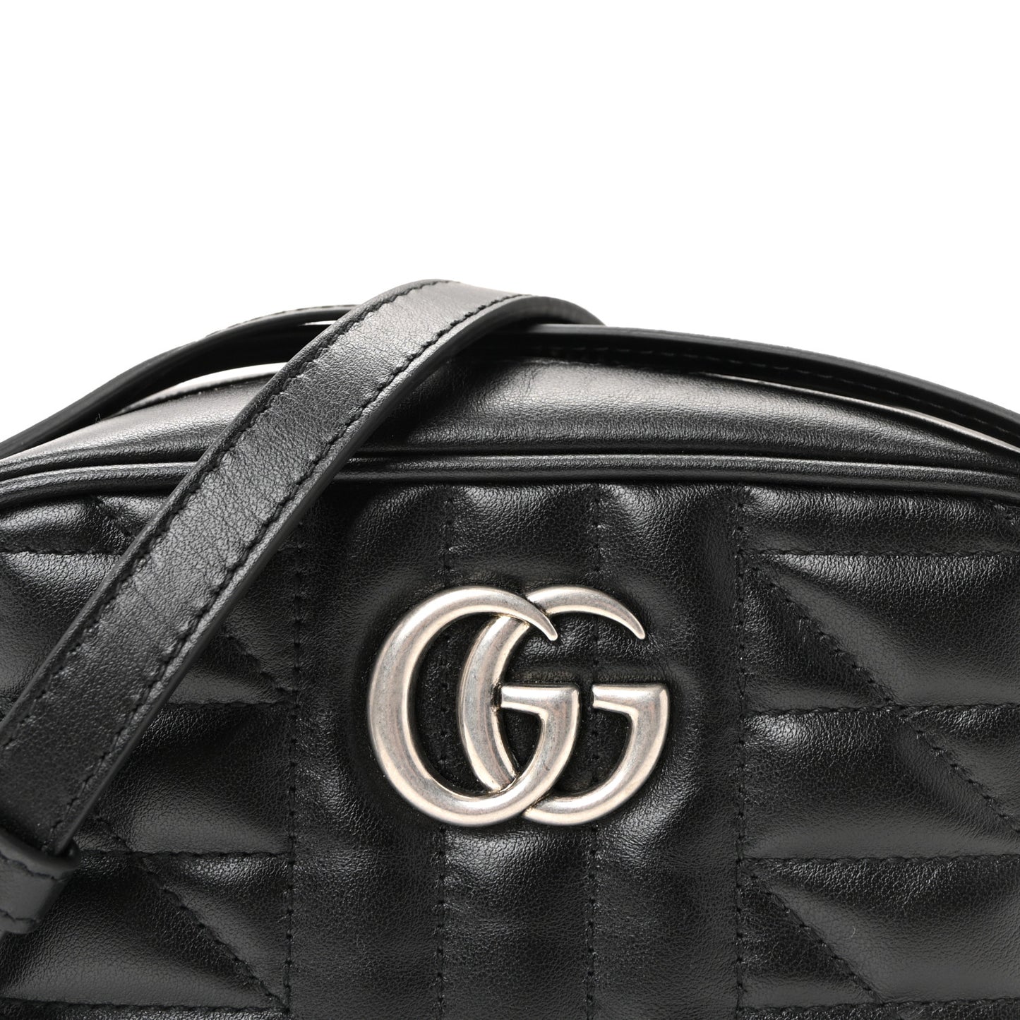 Calfskin Matelasse Aria Mini GG Marmont Chain Shoulder Bag Black