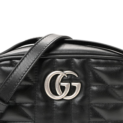 Gucci Calfskin Matelasse Aria Mini GG Marmont Chain Shoulder Bag Black 8 of 10