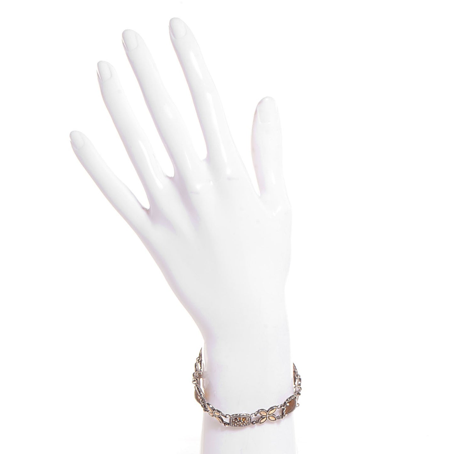 Sterling Silver 18K Gold Citrine Garnet Sunset Batu Kawung Bracelet