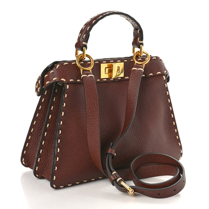 Fendi Vitello Granato Camoscio Selleria Macro Stitchings Small Peekaboo I SEE U Satchel Praline 3 of 8