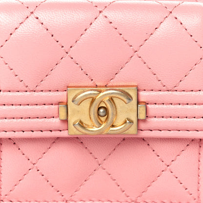 Chanel Lambskin Quilted Small Boy Flap Wallet Pink 9 of 9