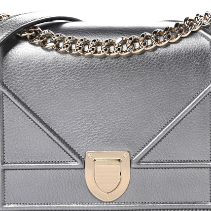 Christian Dior Metallic Grained Calfskin Medium Diorama Flap Bag Silver 8 of 17