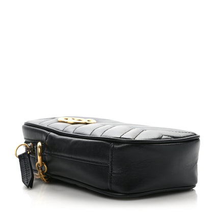 Gucci Calfskin Matelasse Mini GG Marmont Crossbody Bag Black 4 of 9