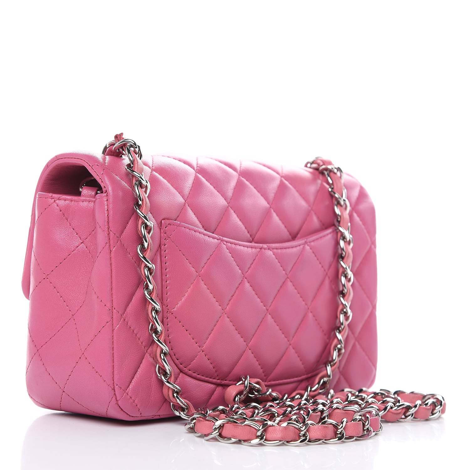 Chanel Lambskin Quilted Mini Rectangular Flap Dark Pink 3 of 16
