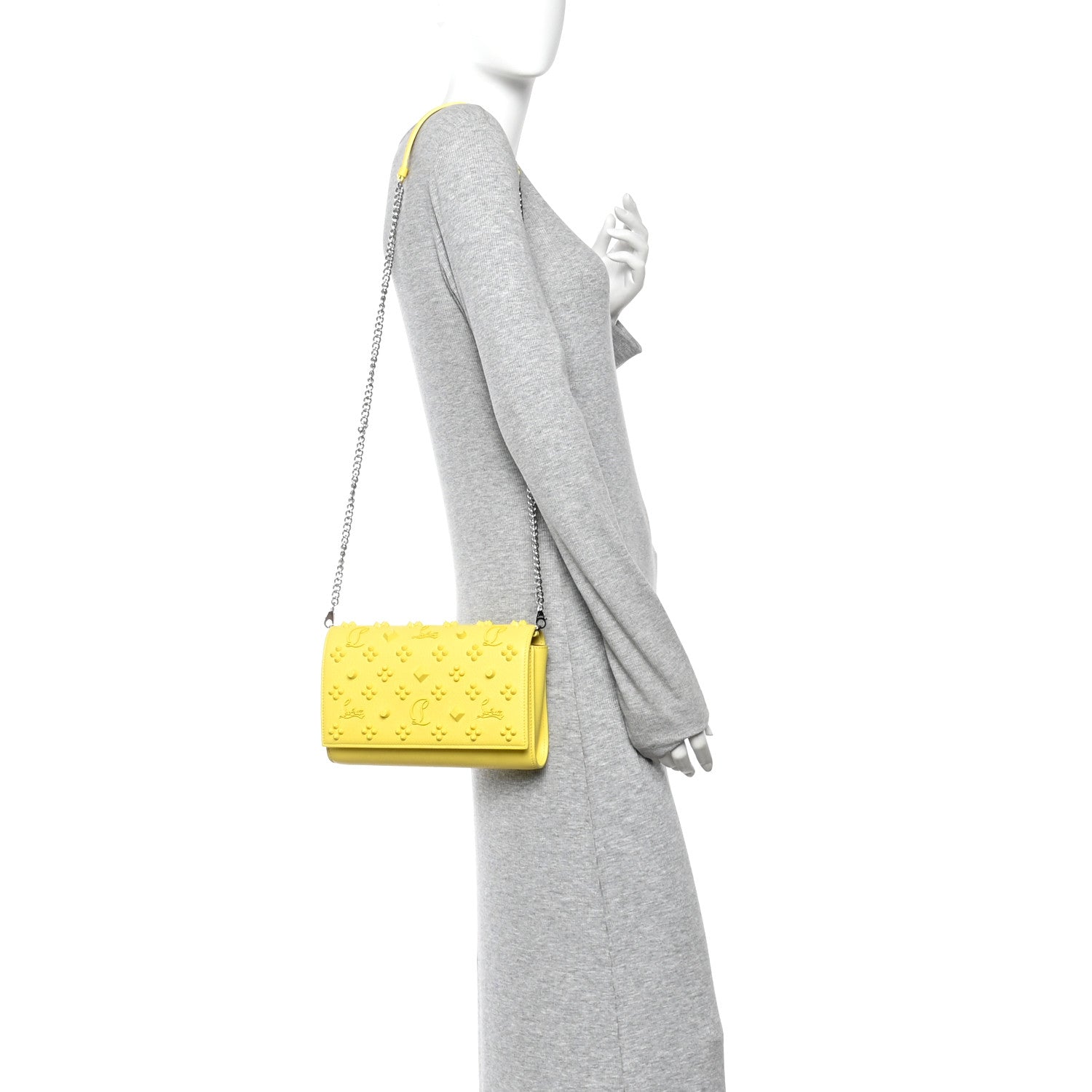 Christian Louboutin Calfskin Spikes Loubinthesky Paloma Clutch  Piou 2 of 11