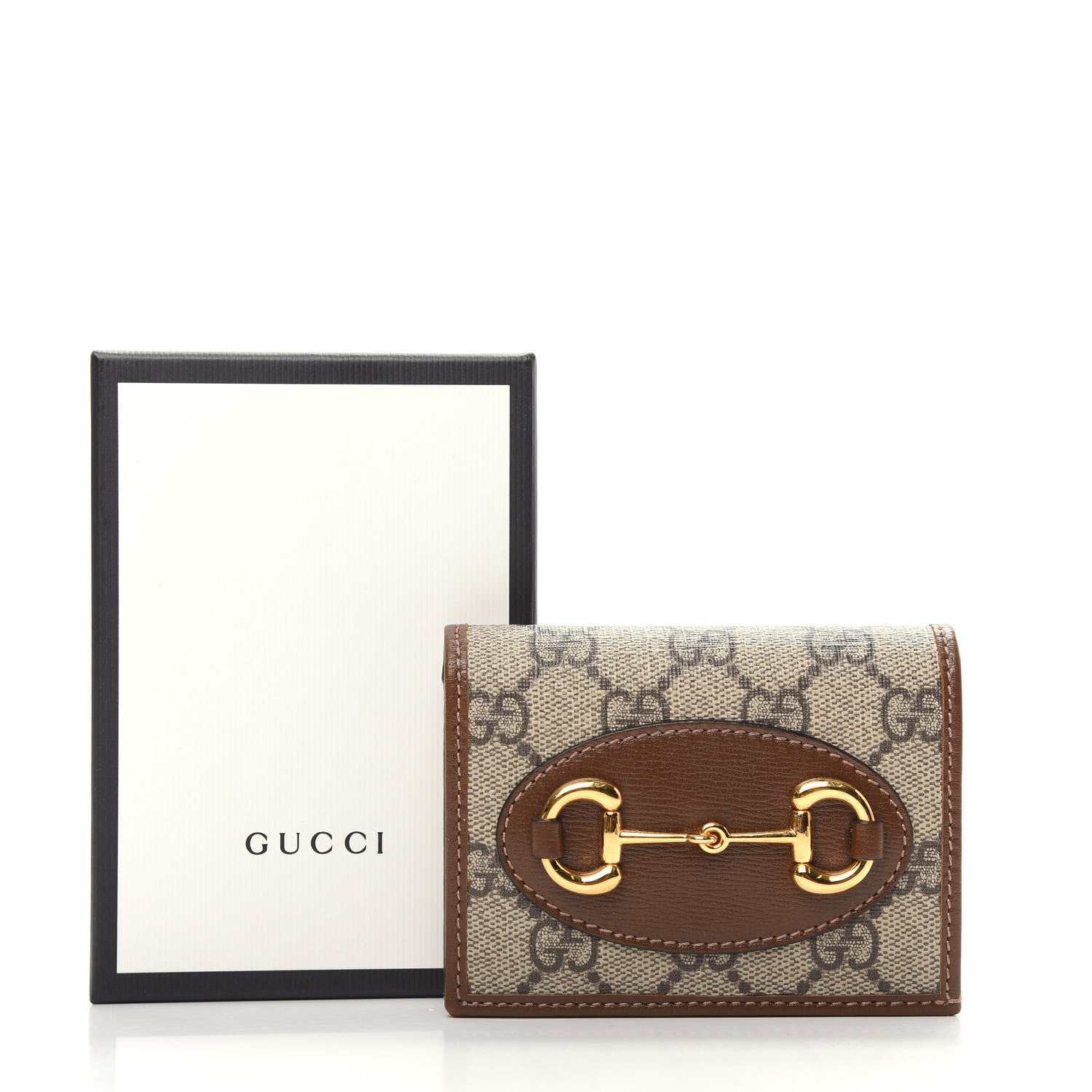 Gucci GG Supreme Monogram Horsebit 1955 Card Case Wallet Beige Ebony Brown Sugar 10 of 10