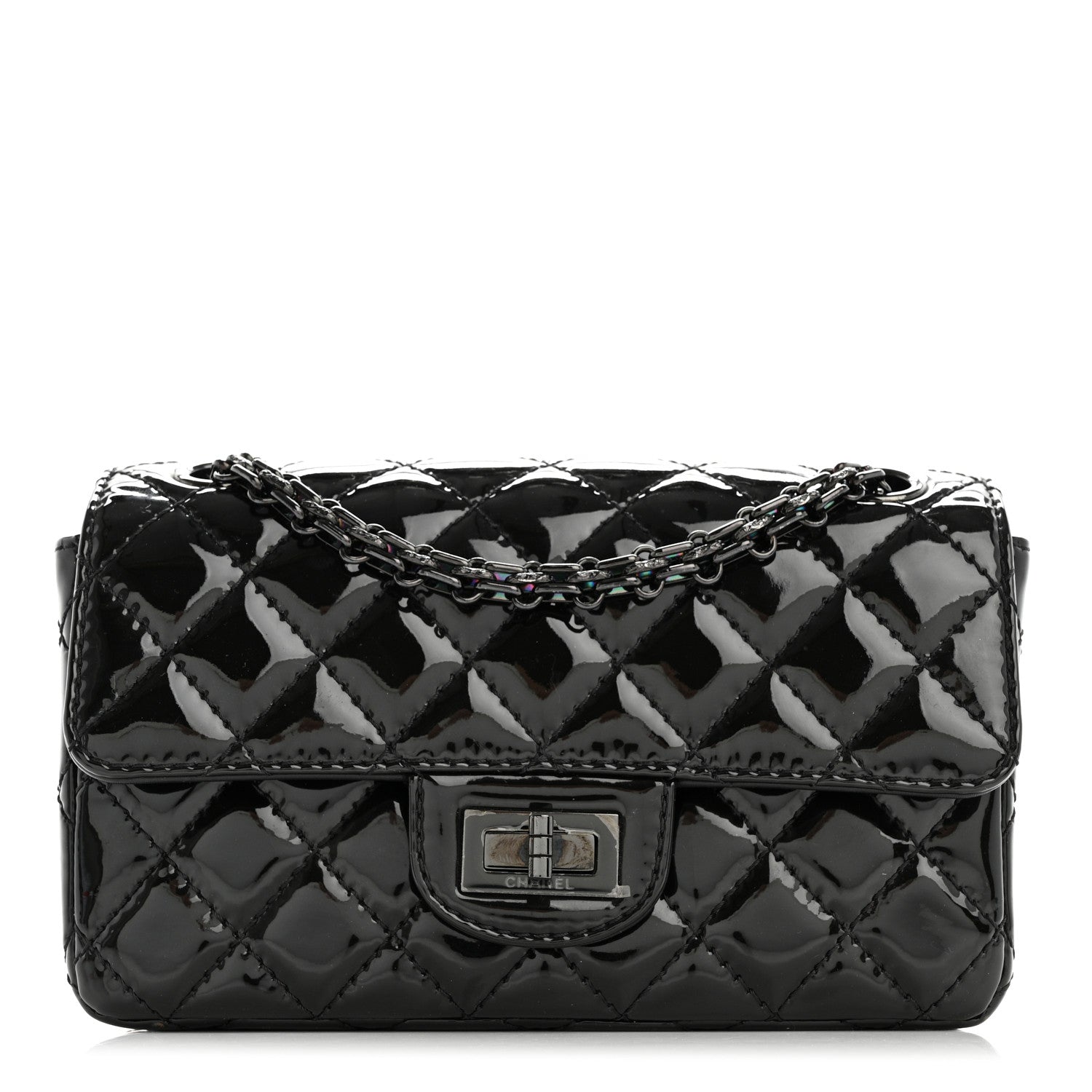 Chanel Patent Calfskin Quilted 2.55 Reissue Mini Flap So Black 1 of 10