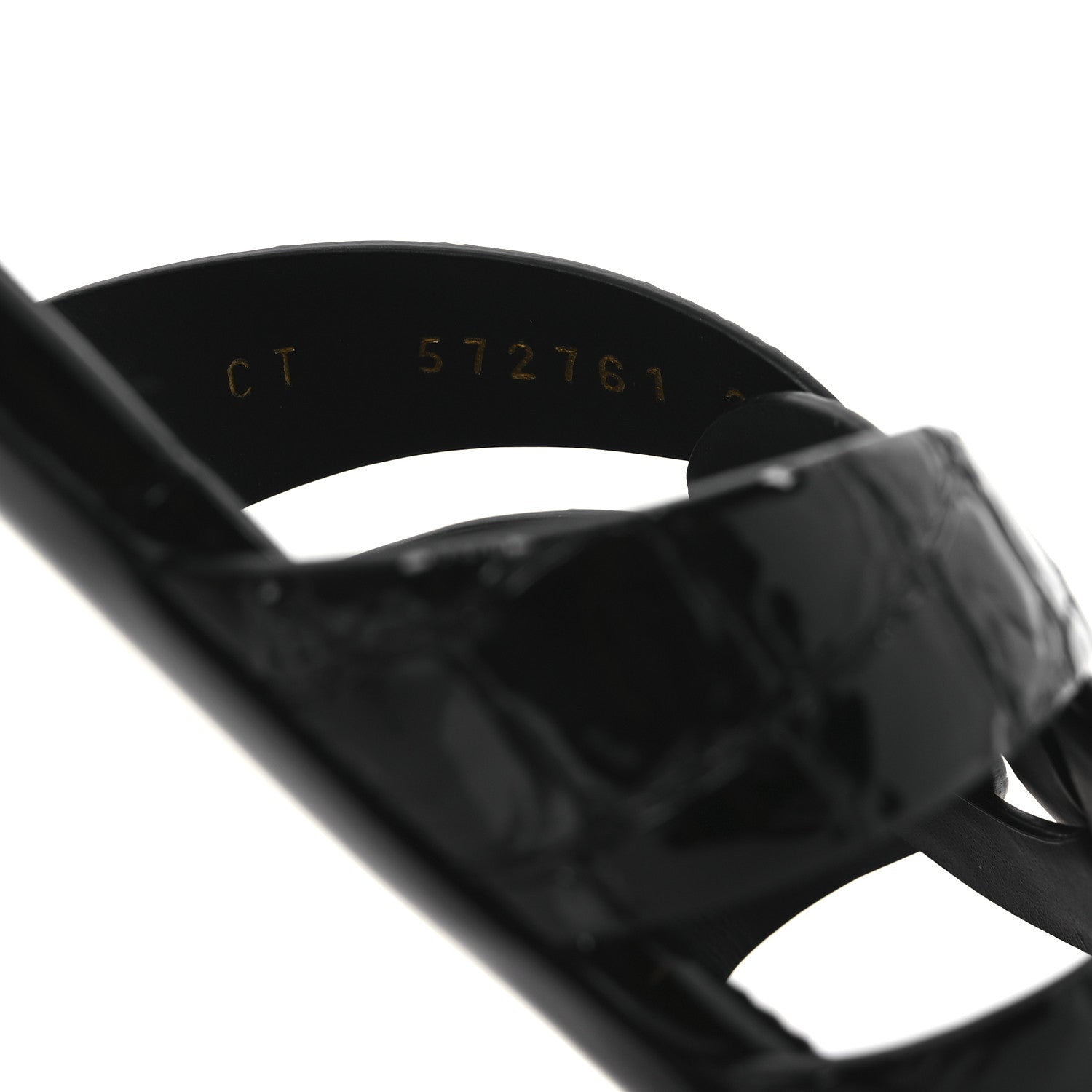 Saint Laurent Patent Croc Embossed Tribute 05 Slide Sandals 37.5 Black 10 of 11