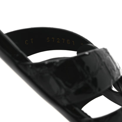 Saint Laurent Patent Croc Embossed Tribute 05 Slide Sandals 37.5 Black 10 of 11