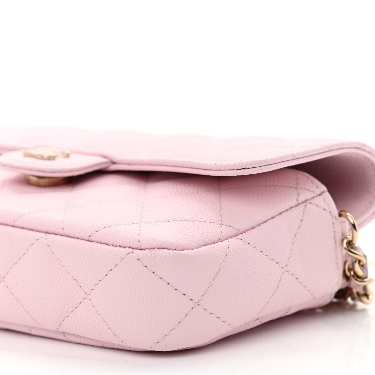 Caviar Quilted Flap Phone Holder With Chain Light Pink