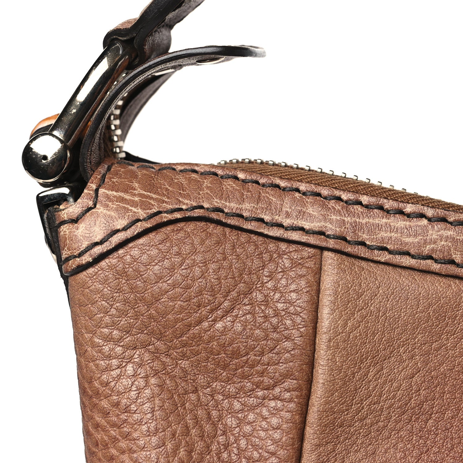 Gucci Pebbled Calfskin Guccissima Medium Bamboo Bar Hobo Light Brown 12 of 13