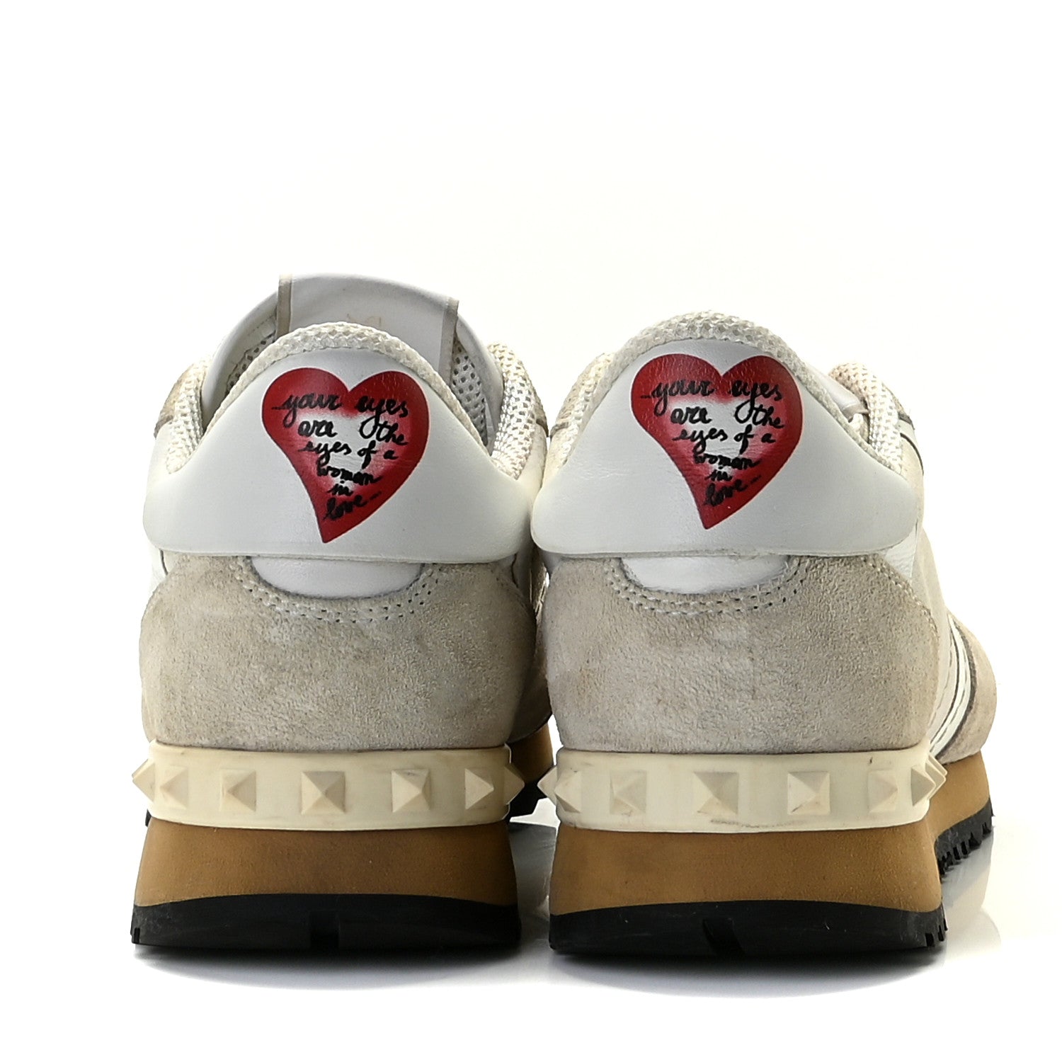 Valentino Garavani Nappa Suede Camouflage L'amour Womens Rockrunner Sneakers 35.5 Ivory 11 of 15