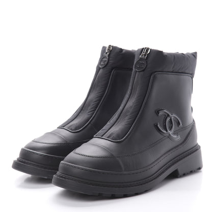Chanel Calfskin Nylon CC Ankle Snow Boots 35.5 Black 3 of 8