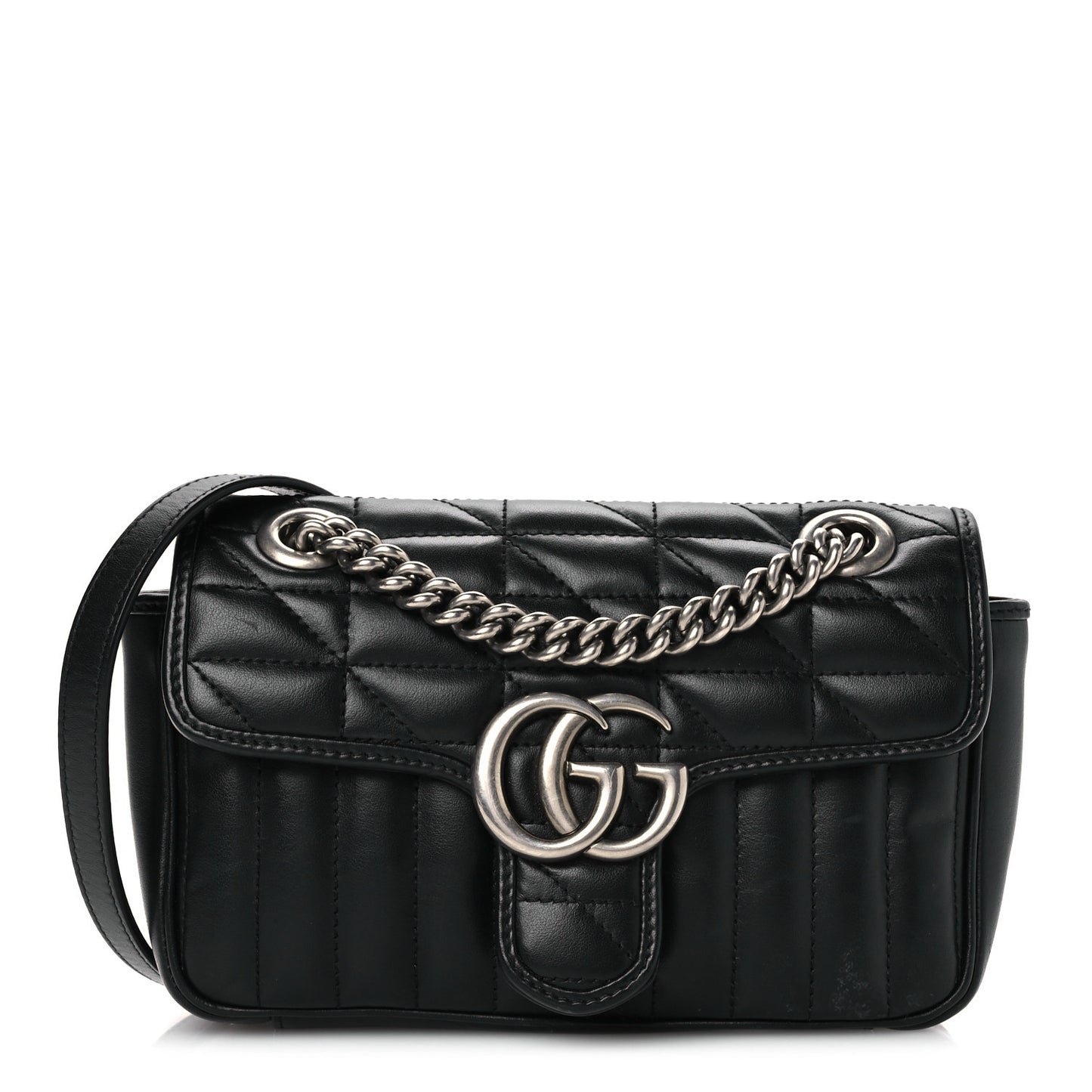Calfskin Matelasse Aria Mini GG Marmont Shoulder Bag Black