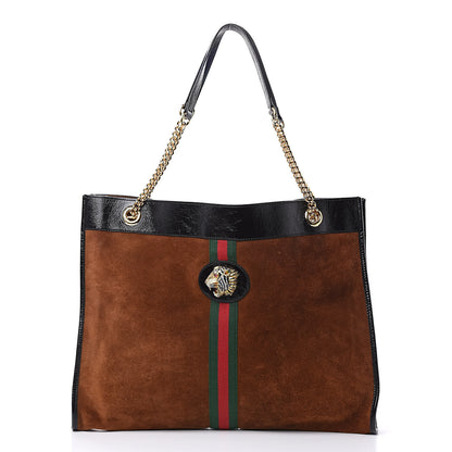 Gucci Suede Patent Large Rajah Chain Tote Nocciola Black 3 of 11