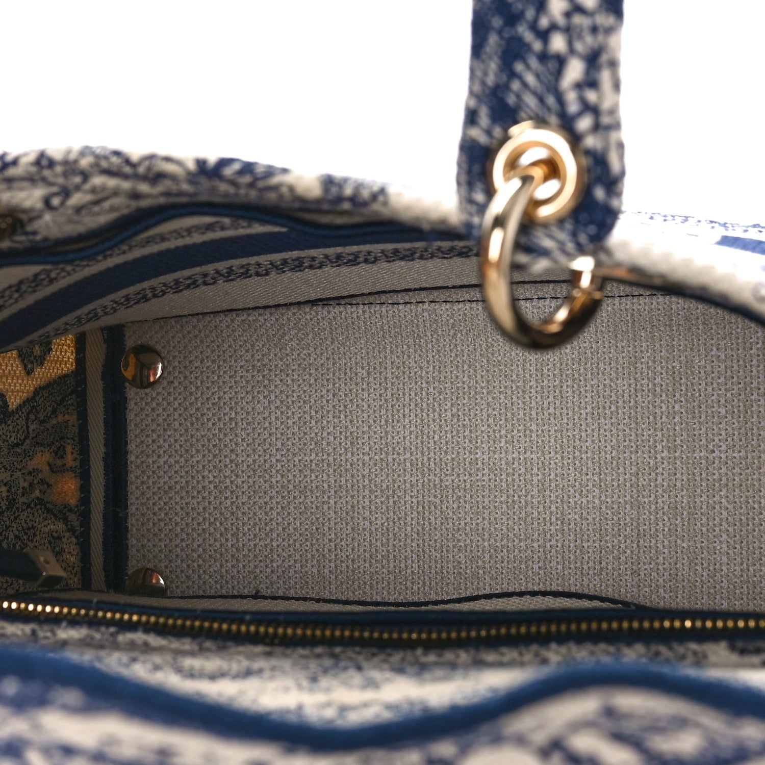 Christian Dior Canvas Toile De Jouy Embroidered Medium Lady D-Lite Navy 5 of 8