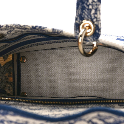 Christian Dior Canvas Toile De Jouy Embroidered Medium Lady D-Lite Navy 5 of 8