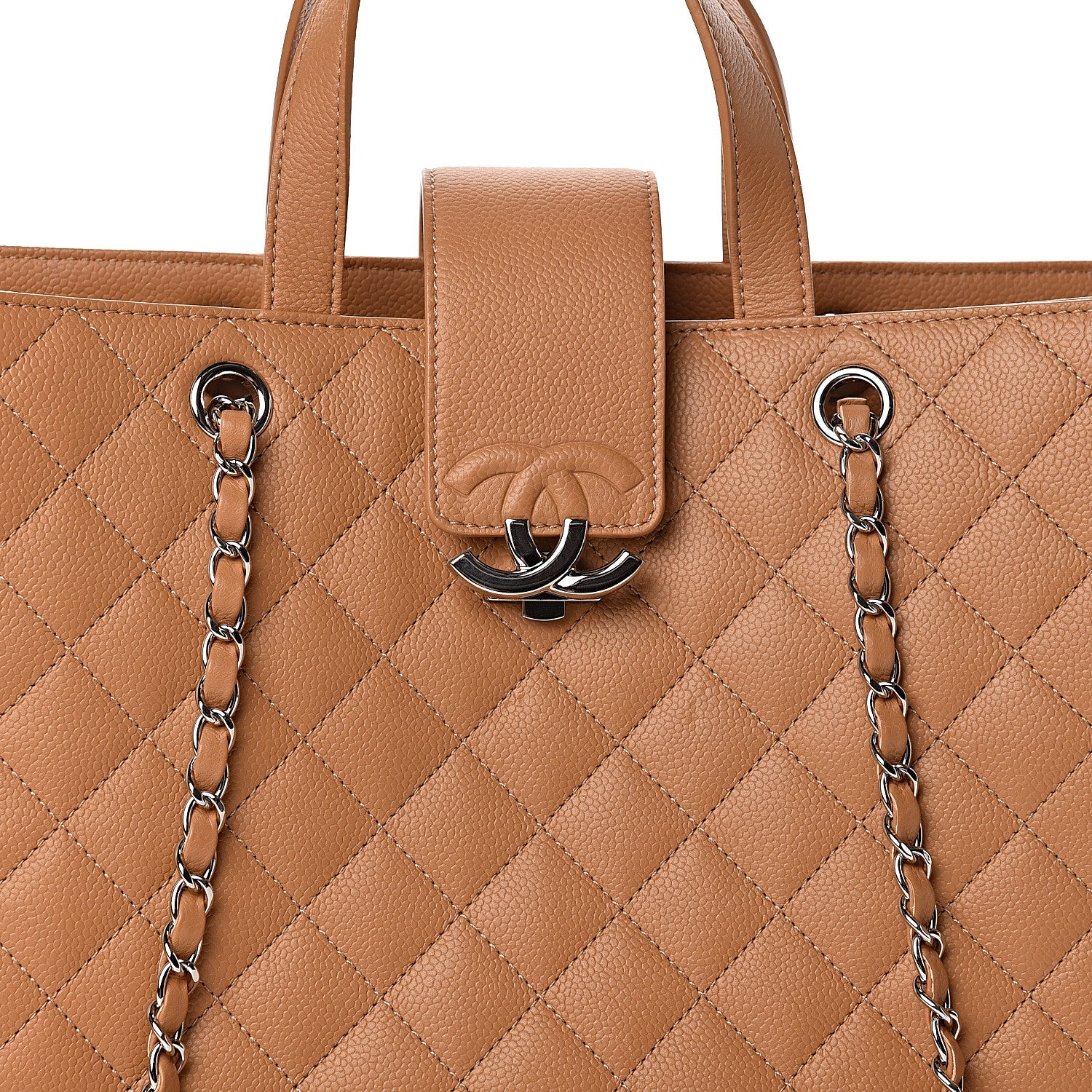 Chanel Caviar Quilted Large CC Box Shopping Tote Camel 10 of 10