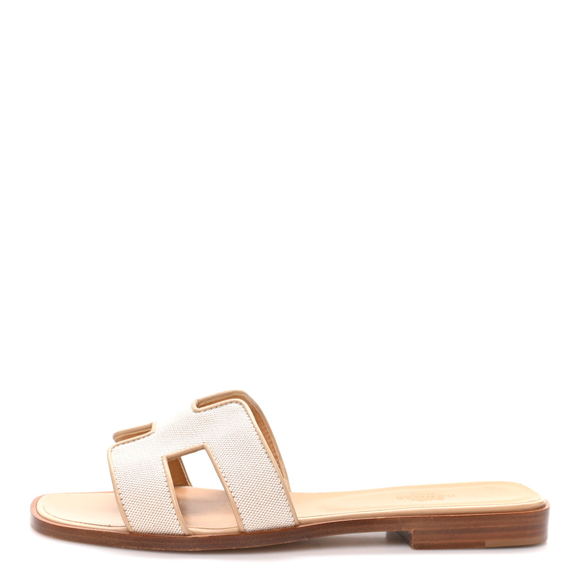 Hermes Linen Canvas Oran Sandals 38 Beige 1 of 8