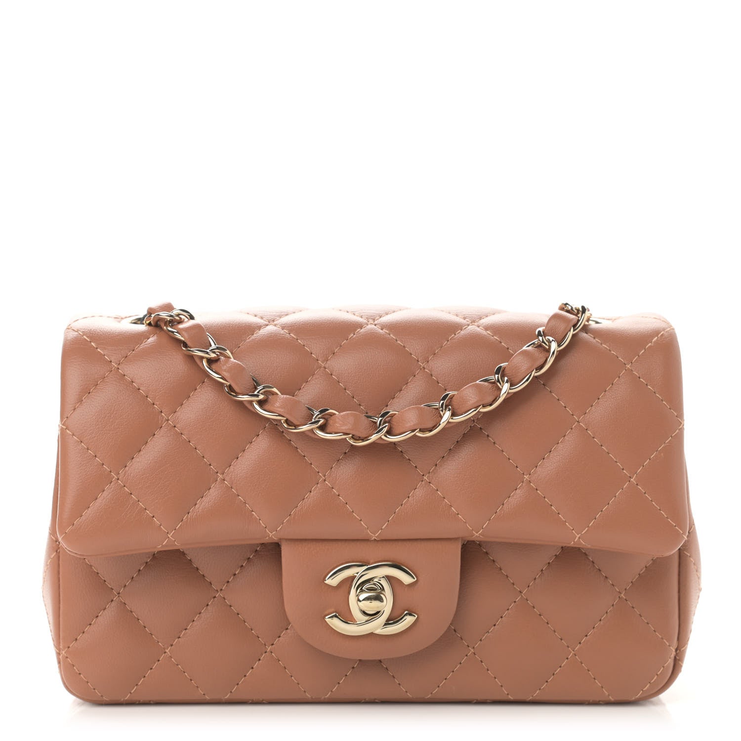 Chanel Lambskin Quilted Mini Rectangular Flap Brown 1 of 11
