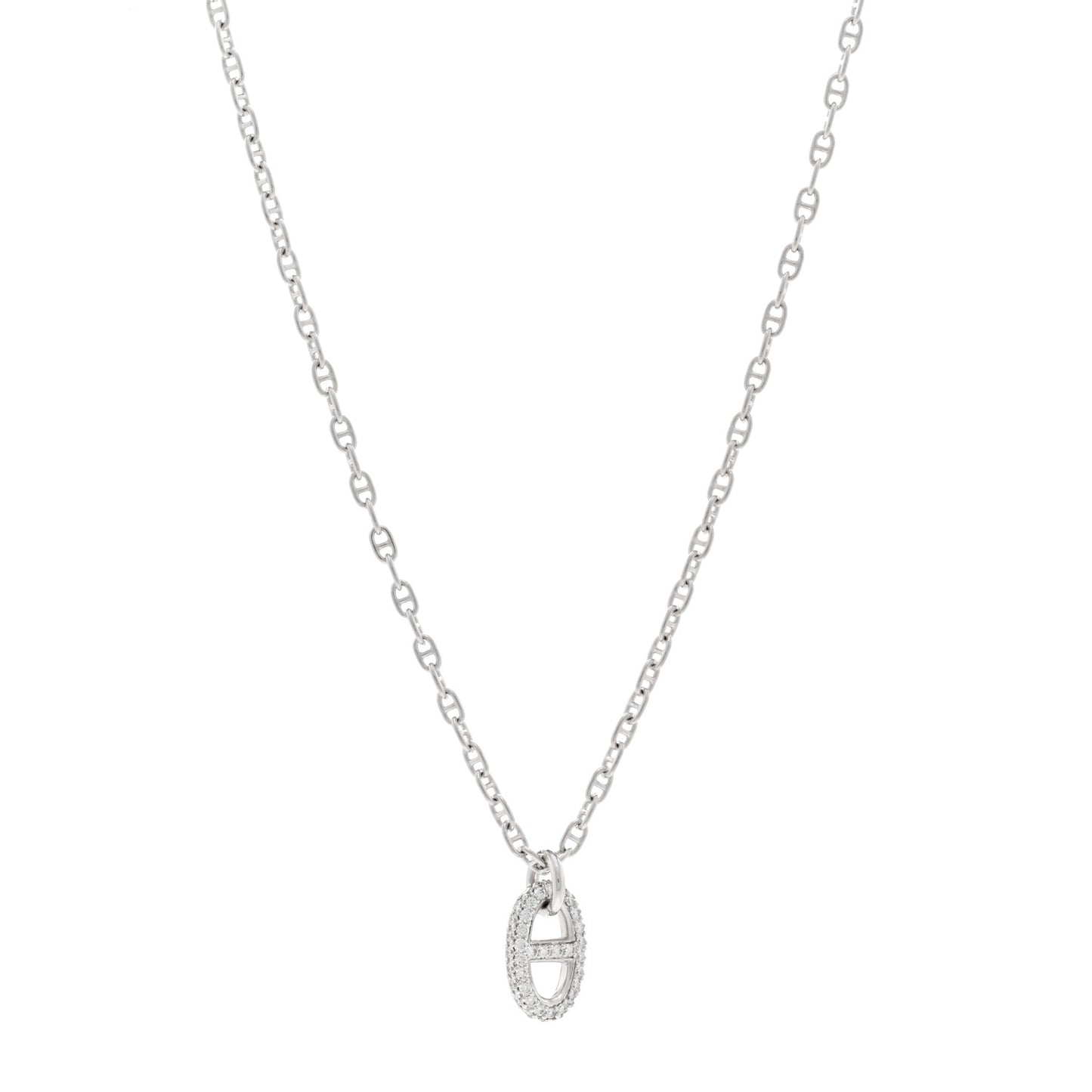 18K White Gold Diamond New Farandole Pendant Necklace