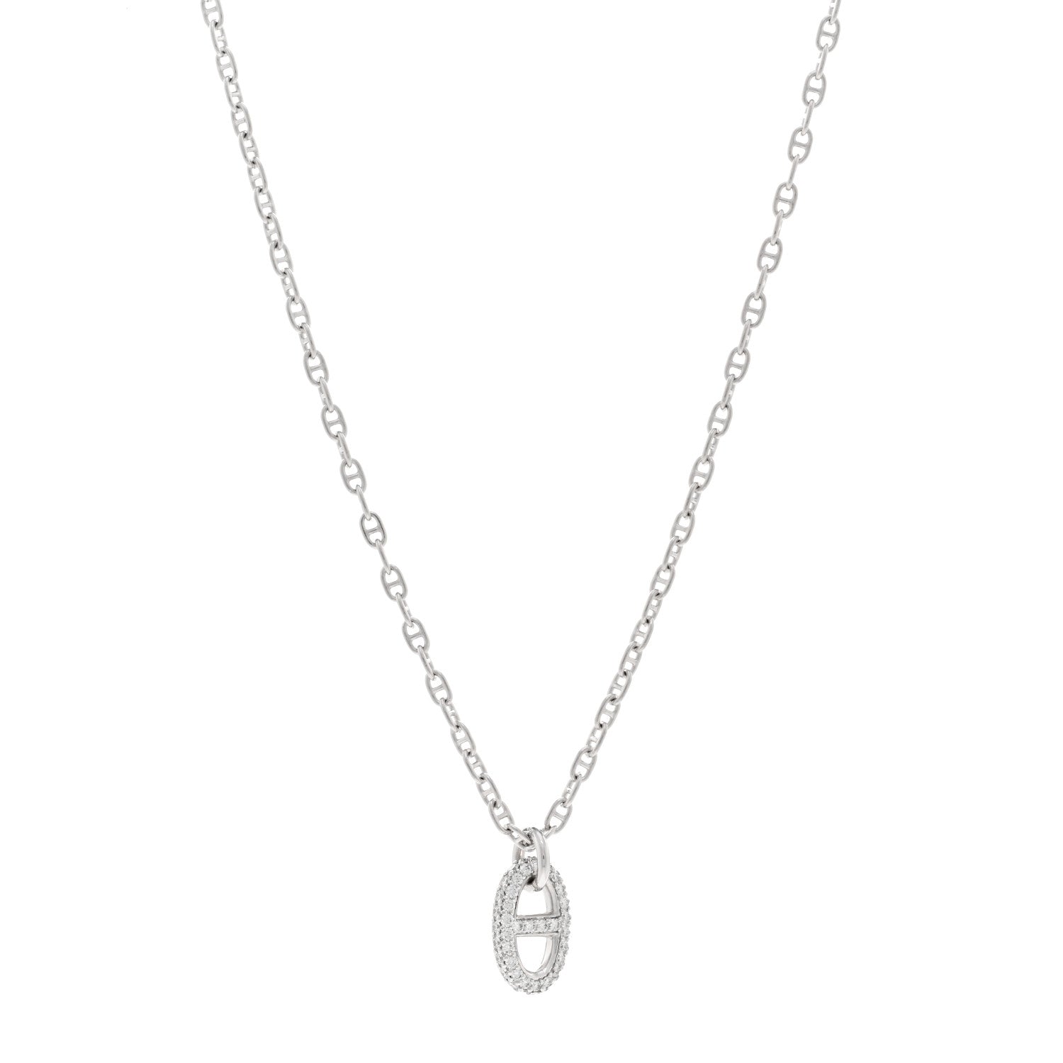Hermes 18K White Gold Diamond New Farandole Pendant Necklace 1 of 5