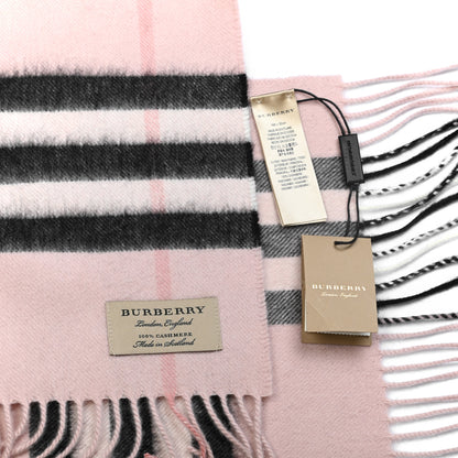 Burberry Cashmere Giant Heritage Check Fringe Scarf Ash Rose 4 of 4