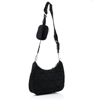 Prada Re-Nylon Triangle Padded Patchwork Shoulder Bag Black 3 of 8