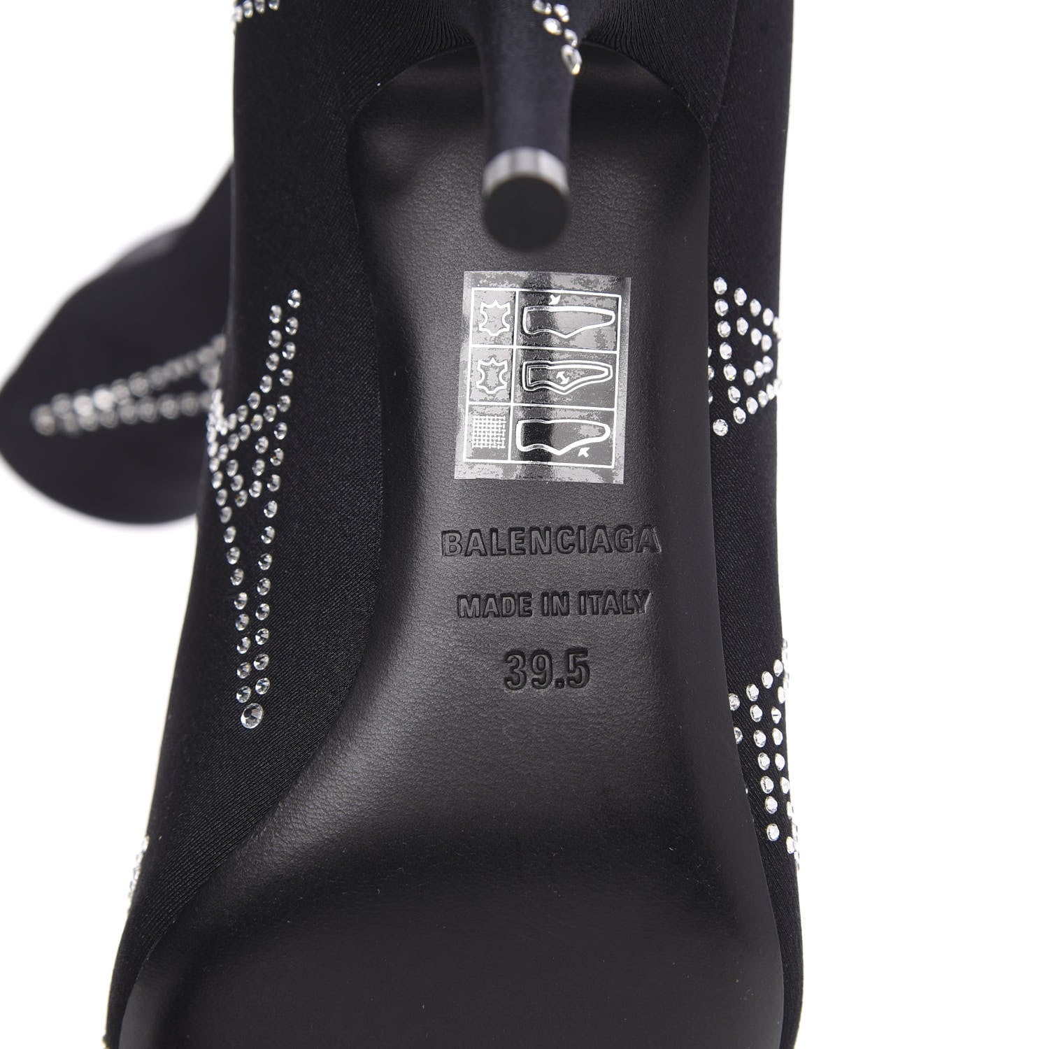Balenciaga Spandex Crystal Eiffel Tower Print Extreme Pointed Toe Knife Ankle Boots 39.5 Black 6 of 6