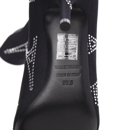 Balenciaga Spandex Crystal Eiffel Tower Print Extreme Pointed Toe Knife Ankle Boots 39.5 Black 6 of 6