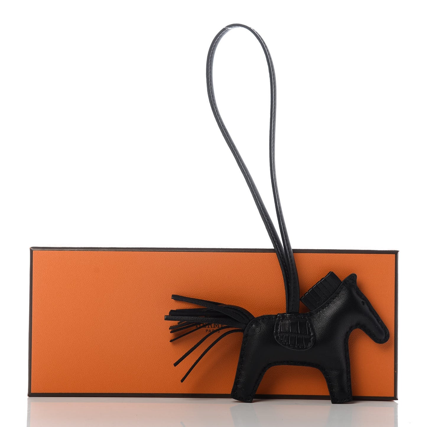 Milo Lambskin Matte Alligator Touch Grigri Rodeo Horse Bag Charm PM So Black