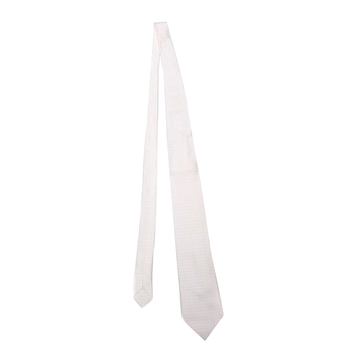 Hermes Mens Silk Printed Faconnee H Neck Tie White 2 of 4