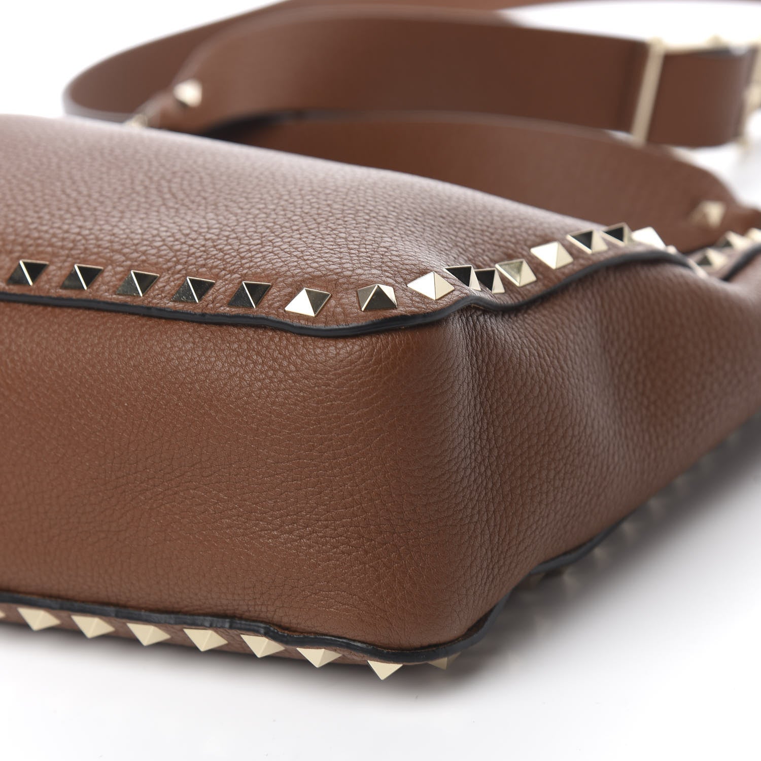 Valentino Garavani Pebbled Calfskin Small Rockstud Flip-Lock Messenger Bag Bright Cognac 7 of 8