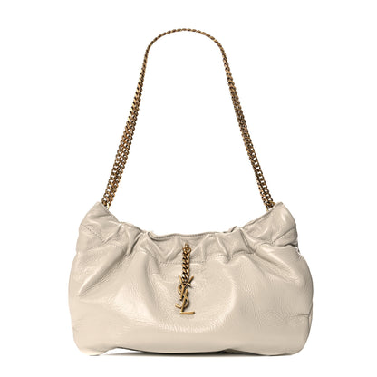 Saint Laurent Calfskin Pac Pac Ruched Hobo Winter White 1 of 11