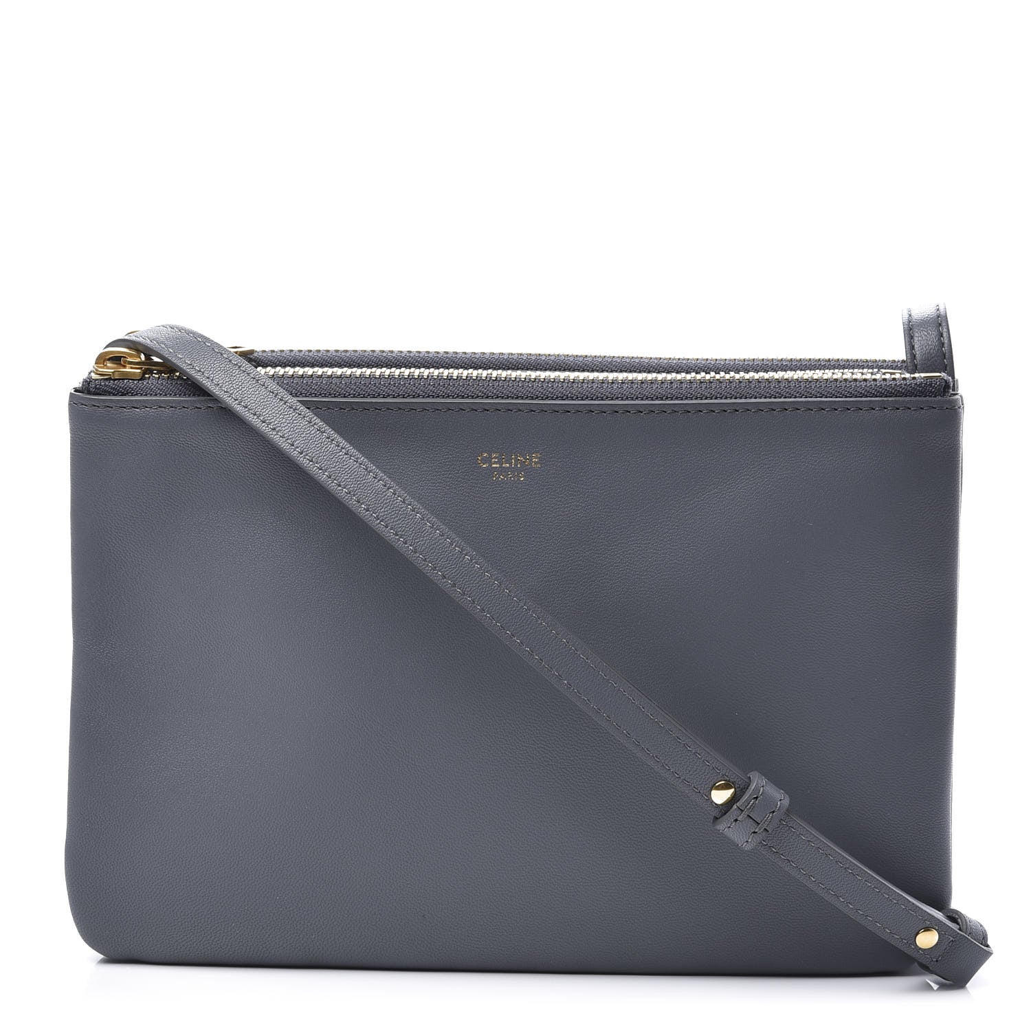 Celine Lambskin Small Trio Crossbody Bag Medium Grey 1 of 10