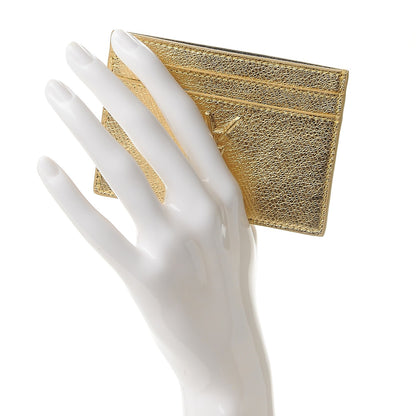 Saint Laurent Metallic Calfskin Monogram Credit Card Case Gold 2 of 8