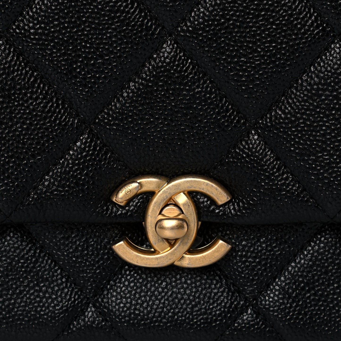 Shiny Caviar Quilted Small Chain Melody Flap Black