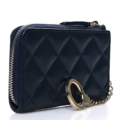 Chanel Caviar Quilted Key Holder Case Navy 3 of 10