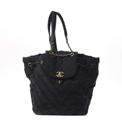Chanel Canvas Chevron Cuba Patchwork Backpack Navy Blue 1 of 9
